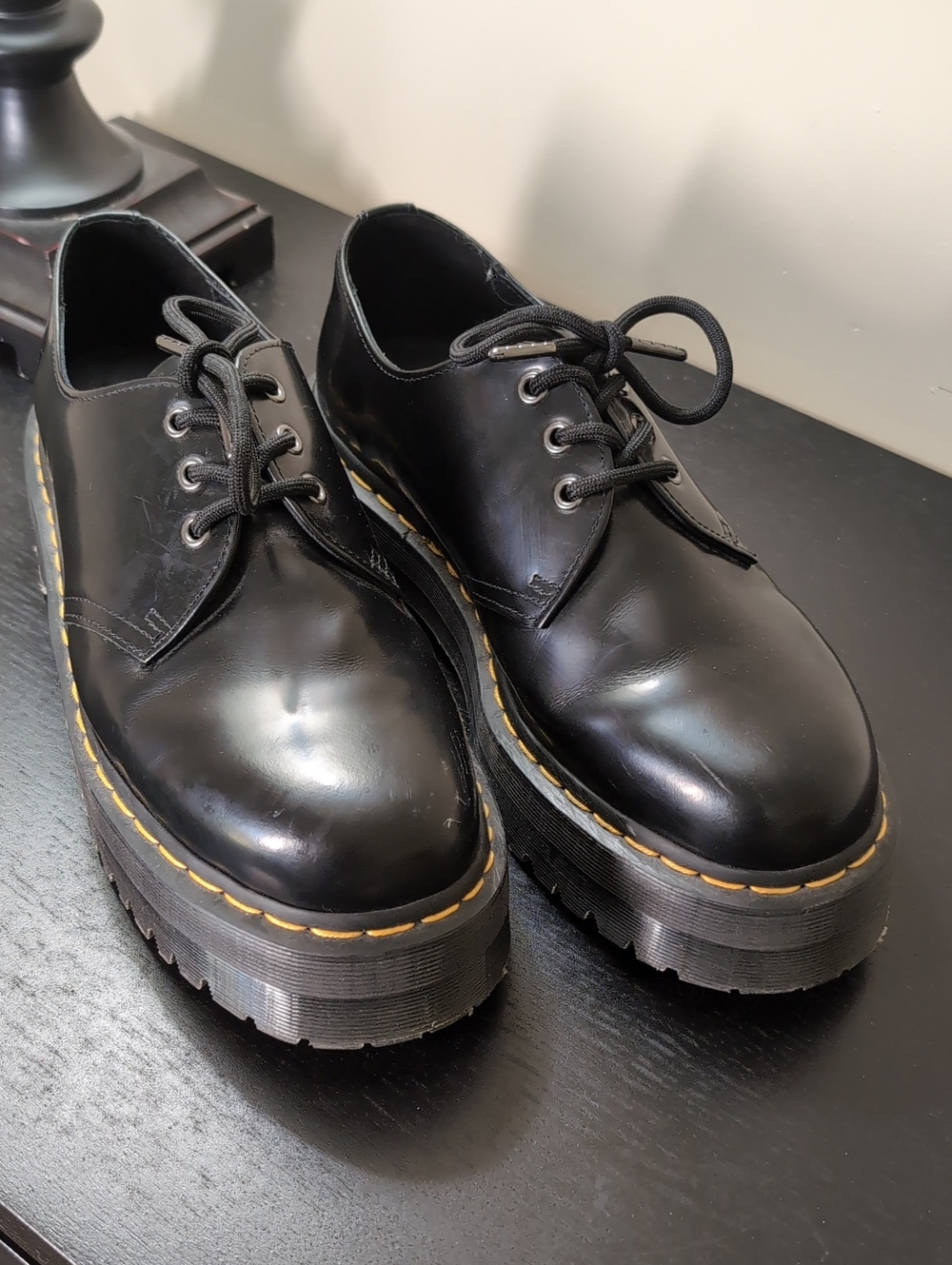 Dr. Martens 1461 Quad Smooth Leather Platform Shoes - Size M11 / W12